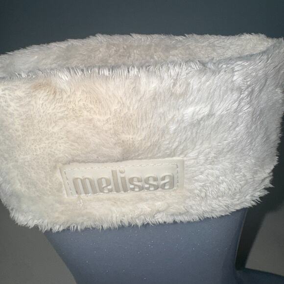 Melissa Girls 1 Mel Rain Boot II Outdoor Playwear Glitter Cool Weather Faux Fur - Picture 4 of 8